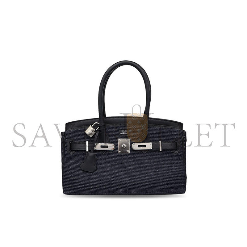 HERMÈS 29CM BIRKIN DENIM BLACK SWIFT LEATHER PALLADIUM HARDWARE (29*19*16cm)